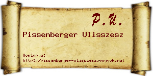Pissenberger Ulisszesz névjegykártya